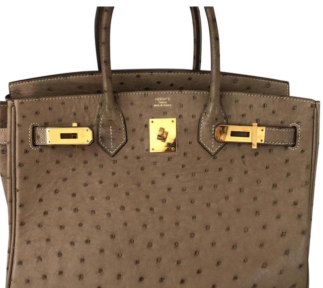Hermes Light Brown Ostrich Leather Satchel