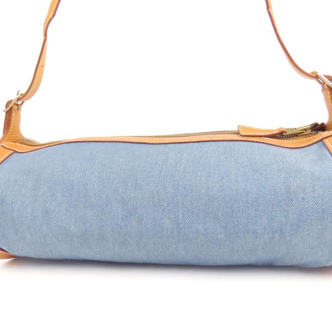 Hermes Light Fabric Doremi Blue Leather Shoulder Bag