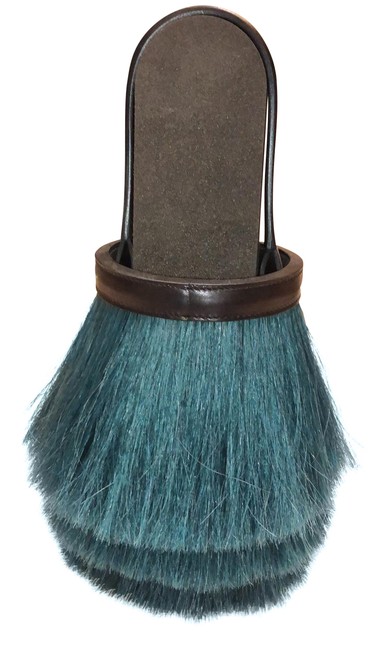 Hermes Bucket 2017 Runway Limited Edition Toupet Fringed Horse Hair Teal Leather Wristlet