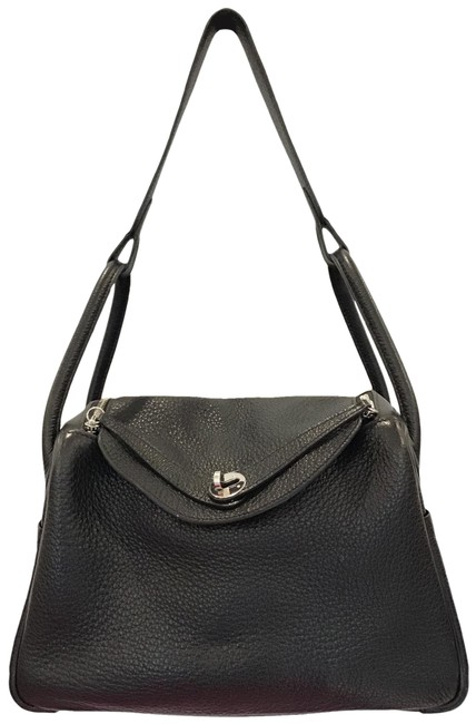 Hermes Lindy Clemence 26 Black Taurillon Leather Satchel
