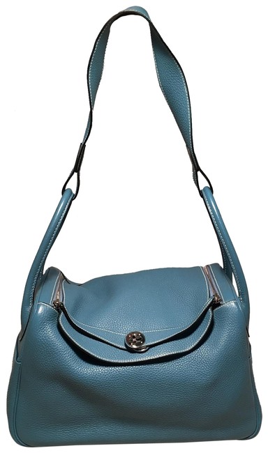Hermes Lindy Clemence Blue Jean Leather Shoulder Bag