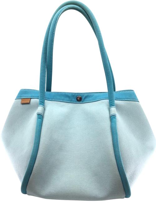 Hermes Lindy Cotton Turquoise Canvas Beach Bag