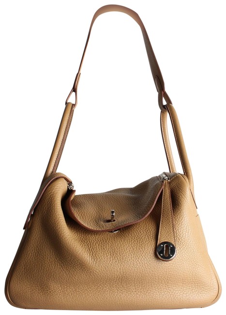 Hermes Lindy Handbag Beige Leather Tote