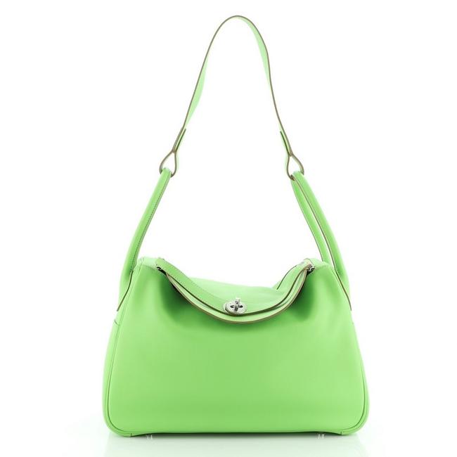 Hermes Lindy Swift 34 Green Leather Shoulder Bag
