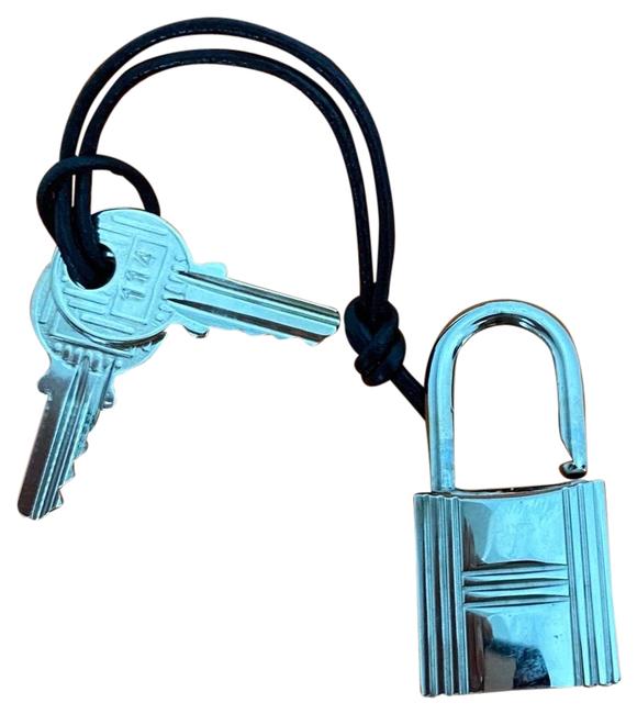 Hermes Lock and Key Silver Metal Satchel