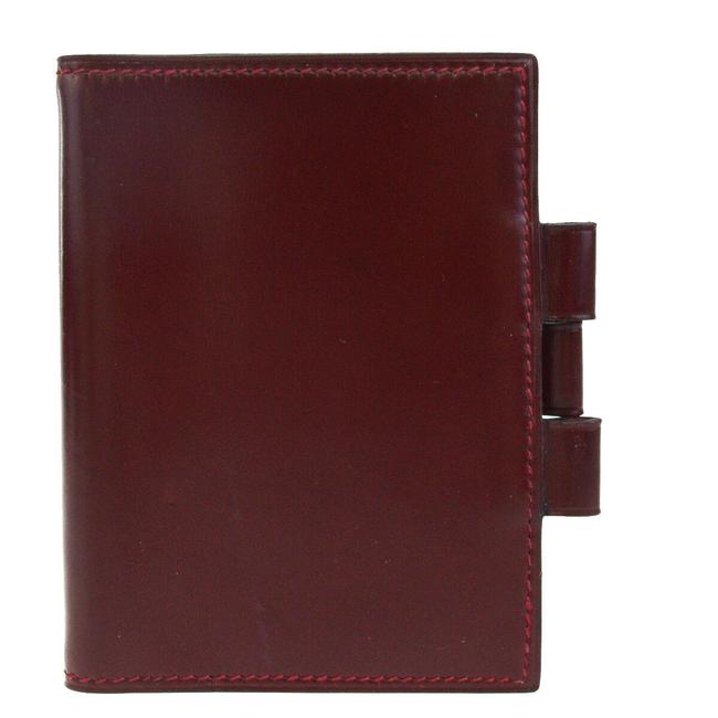 Hermes Logo Mini Agenda Day Planner Bordeaux Leather Shoulder Bag