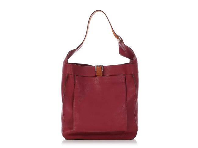 Hermes Marwari Gm Clemence and Vache Hunter Rubis Red Leather Shoulder Bag