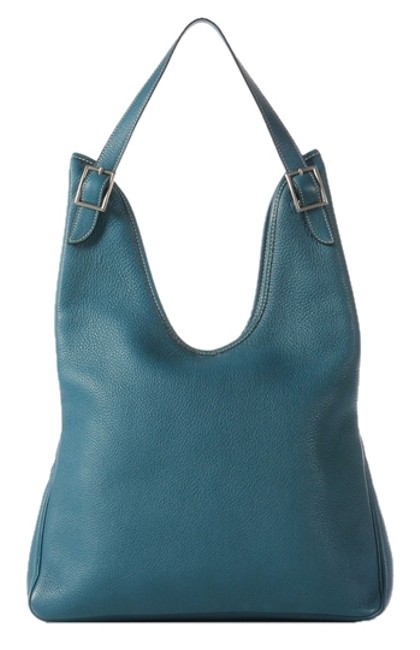 Hermes Massai 33 Clemence Bleu Jean Blue Leather Shoulder Bag
