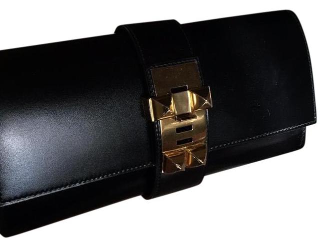 Hermes Medor Black Leather Clutch