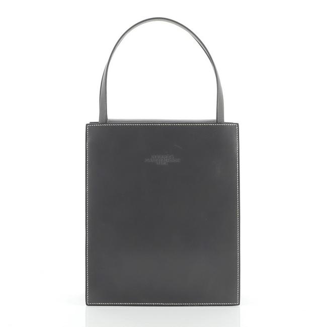 Hermes Mm Gray Leather Tote