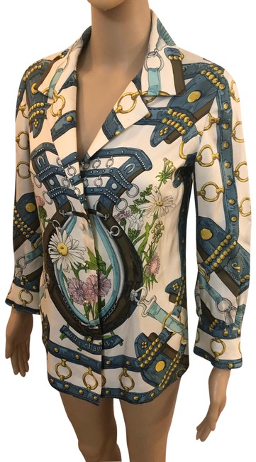Hermes Multi colored Aux Champs Silk Blouse 