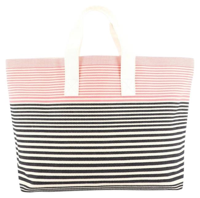 Hermes New Cabayadere Printed Large Rose Bleu Marine and Blanc Toile Tote