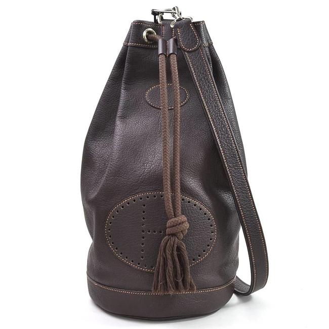 Hermes One Lunch Ladies Cocaon Buffalo Leather Shoulder Bag