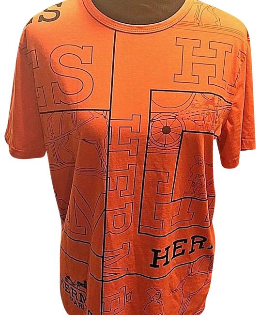Hermes Orange L And Black Graphic Print T shirt Tee Shirt 
