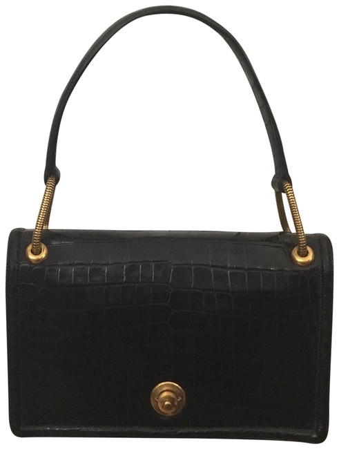 Hermes Piano Black Crocodile Skin Leather Baguette
