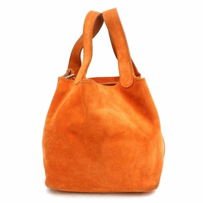 Hermes Picotin 18 Pm 868694 Orange Suede Leather Tote