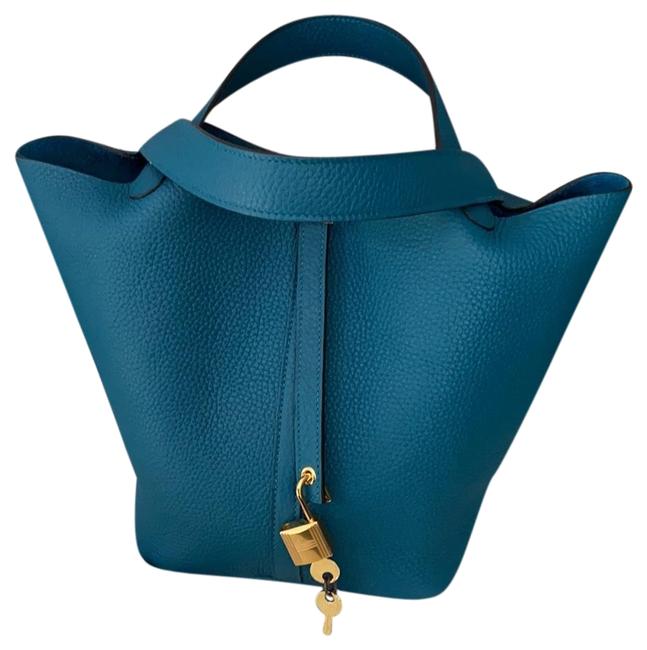 Hermes Picotin 2019 22 Blue Clemence Leather Tote