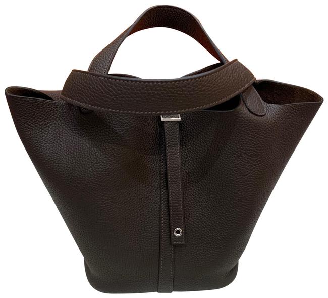 Hermes Picotin 22 Chocolate Brown Clemence Leather Tote