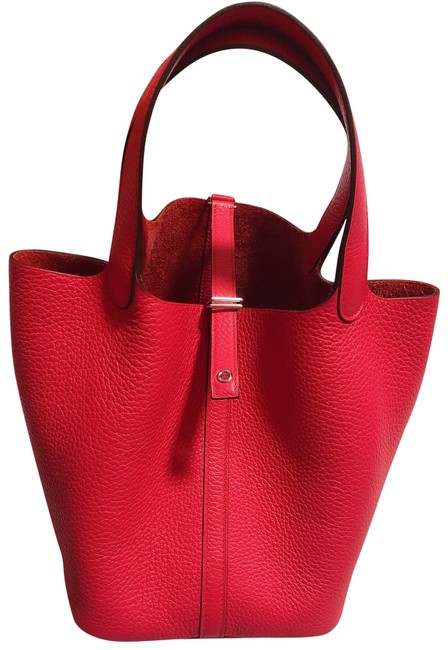 Hermes Picotin 22 Rose Extreme Clemence Leather Tote