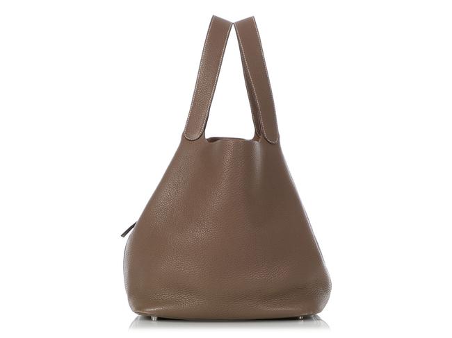 Hermes Picotin 26 Clemence Etoupe Brown Leather Tote