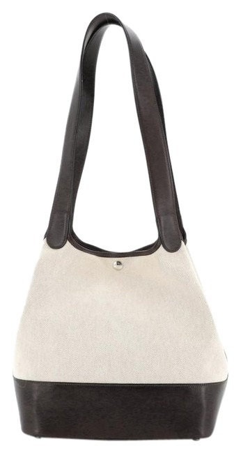 Hermes Picotin Leather Gm Neutral and Ebene Toile Tote