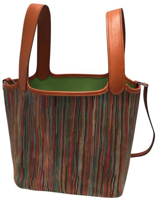 Hermes Picotin Vibrato Pm Orange and Multicolor Leather Suede Satchel