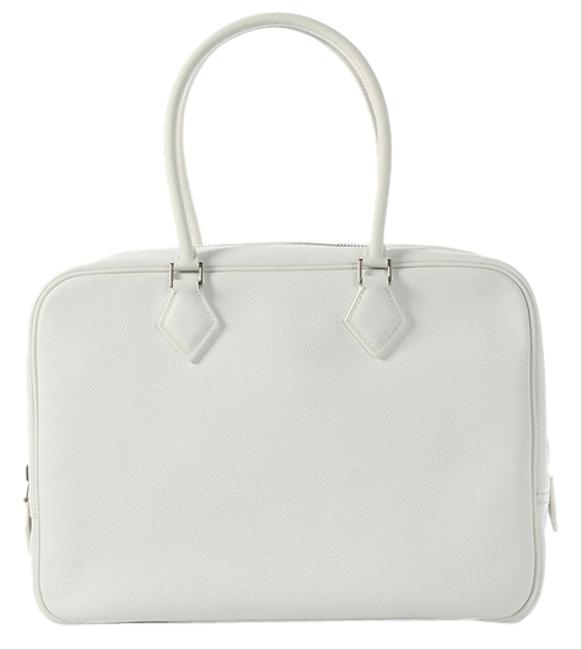 Hermes Plume 32 Epsom White Leather Satchel
