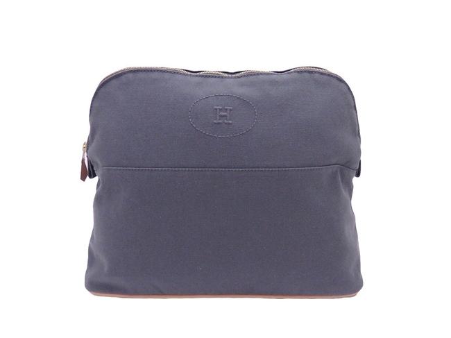 Hermes Pouch Bored Multi Case E40577 Gray Cotton Clutch