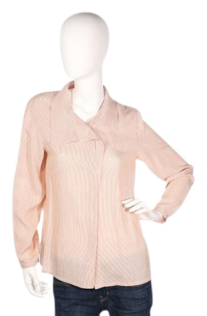 Hermes Red and White Striped Asymmetrical Silk Blouse 