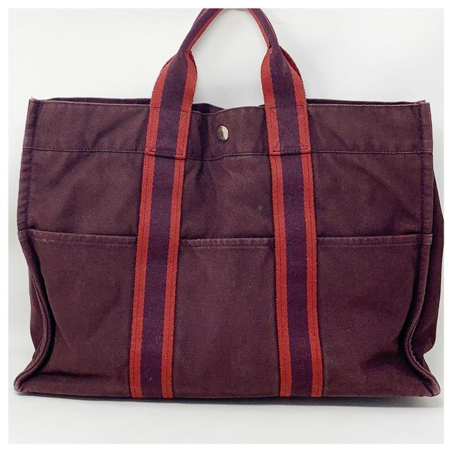 Hermes Red Canvas Tote