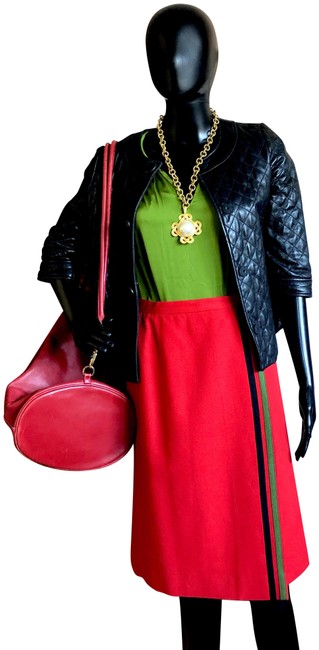 Hermes Red Wool Wrap Vintage Skirt 