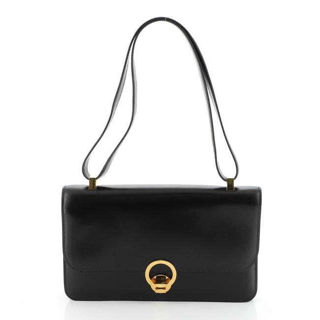 Hermes Ring Box Vintage Sac Calf Black Leather Shoulder Bag