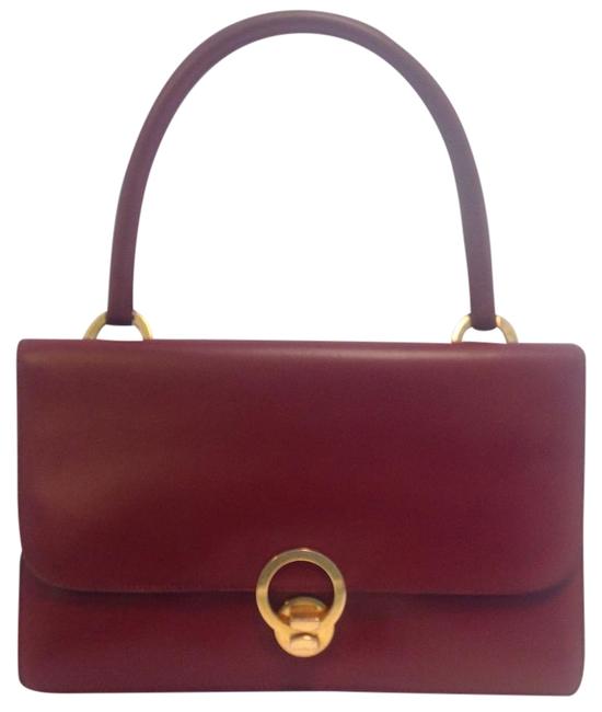 Hermes Ring Handbag Maroon Leather Satchel
