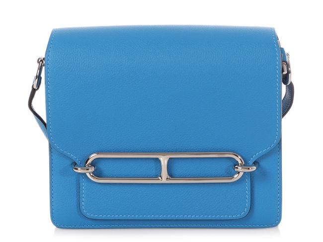 Hermes Roulis 18 Mini Evergrain Bleu Hydra Blue Leather Cross Body Bag