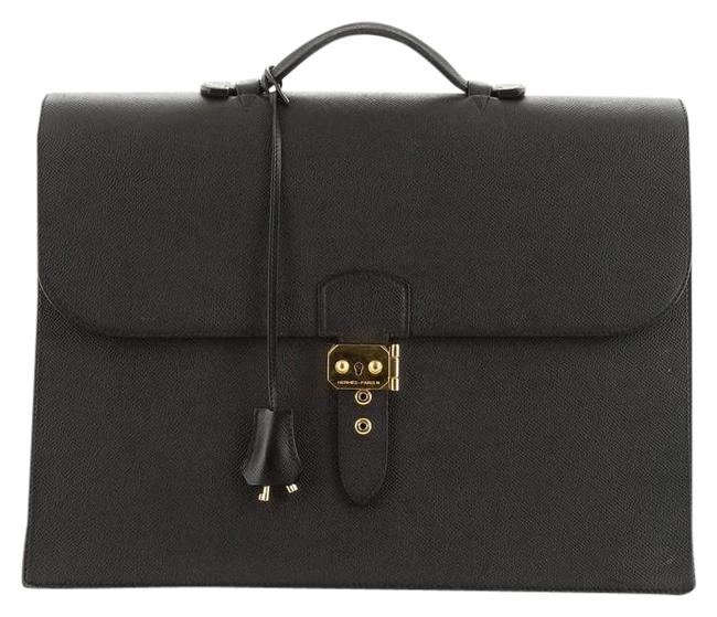 Hermes Sac A Depeches Epsom 38 Black Leather Tote