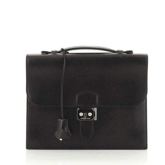 Hermes Sac A Depeches Evercalf 27 Black Leather Laptop Bag