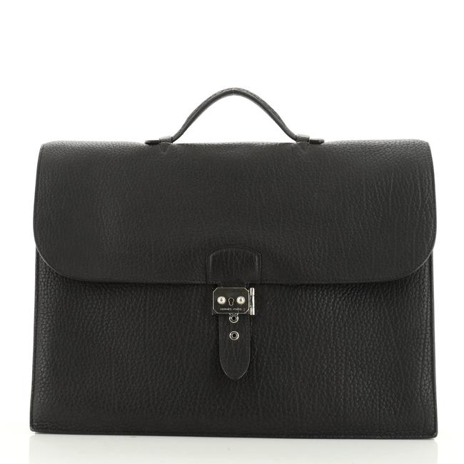 Hermes Sac A Depeches Fjord 41 Black Leather Satchel