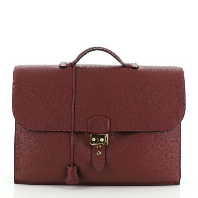 Hermes Sac A Depeches Fjord 41 Red Leather Tote