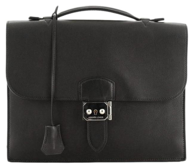 Hermes Sac A Depeches Swift 27 Black Leather Laptop Bag