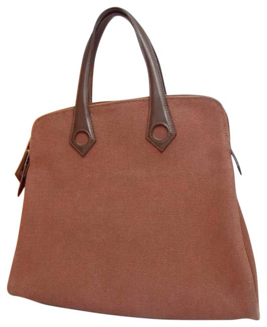 Hermes Sac Ever Brown Leather Cloth Satchel
