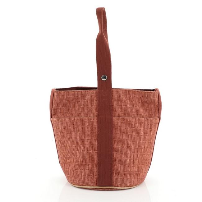 Hermes Saxo Handbag Toile Mm Red Canvas Tote