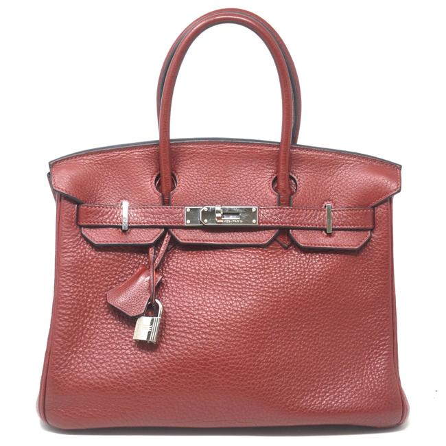 Hermes Shoulder Bag Birkin 30 Clemence Rouge Grarance Leather Satchel