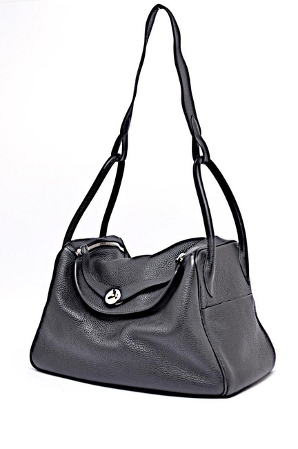 Hermes Shoulder Bag Lindy 34 Noir Black Clemenca Leather Satchel