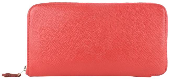 Hermes Silkin Long Zip Around Wallet 4hz1029 Coral Leather Clutch