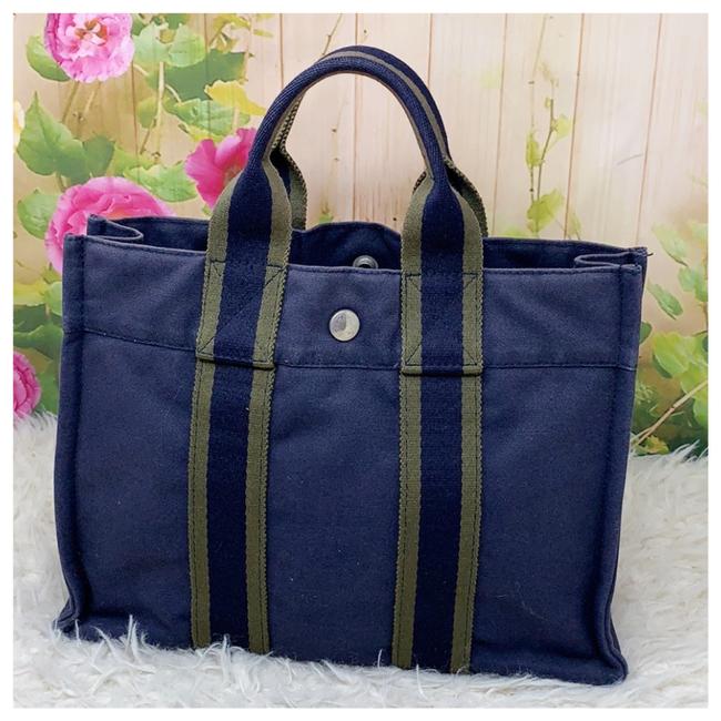 Hermes Small Blue Canvas Tote