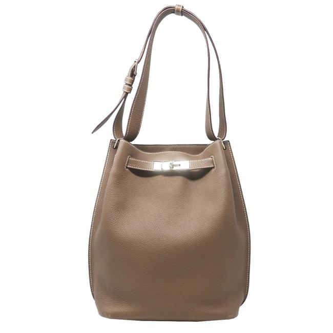 Hermes So Kelly Kelly Clemence 22 Toupe Beige Leather Shoulder Bag