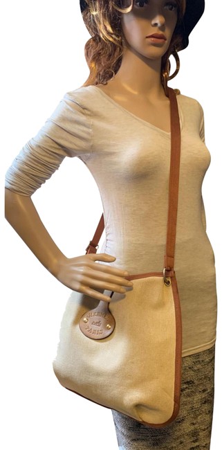 Hermes Tan CreamBrown Canvas Shoulder Bag