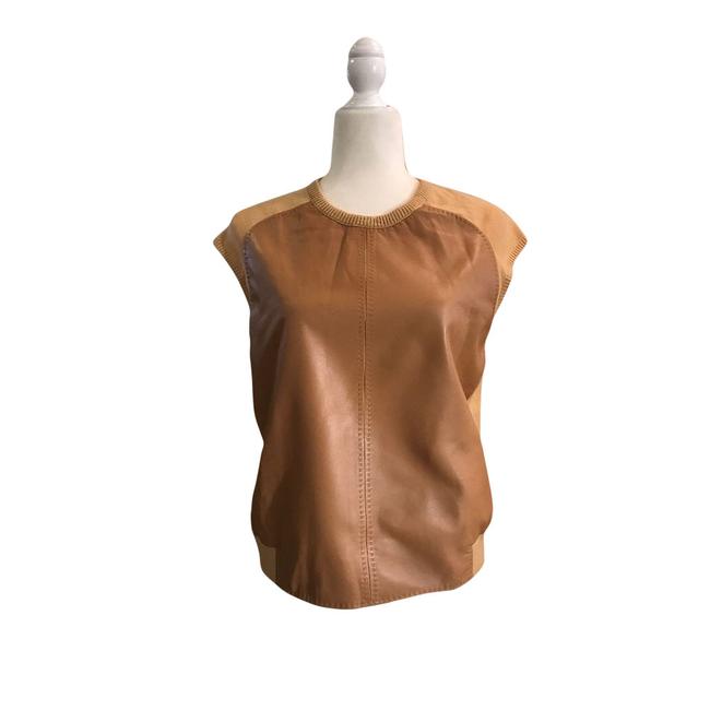 Hermes Tan Lambskin Leather Vest Gilet Sleeveless Blouse 