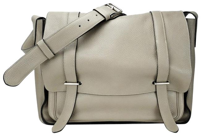 Hermes Taurillon Steve 35 Caporal Etoupe Beige Togo Leather Messenger Bag