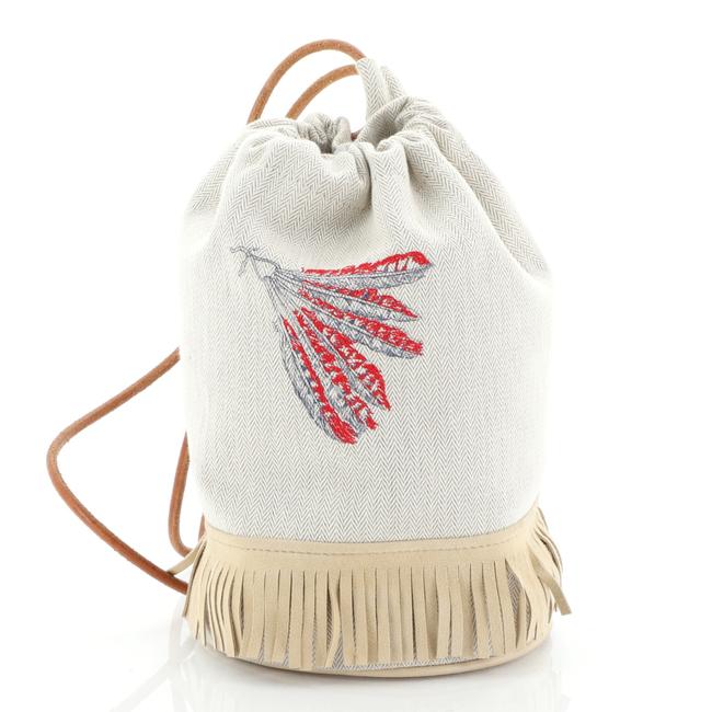 Hermes Tipi Sling Toile with Suede Neutral Canvas Shoulder Bag